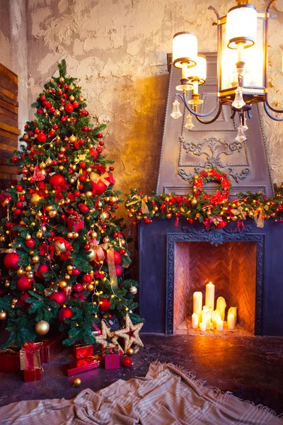 Noel oda iç tasarım, Xmas ağacı ışıkları Pr tarafından dekore edilmiş