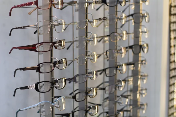 Row of glasses at an opticians — Stock Photo, Image