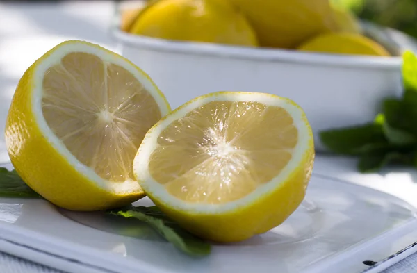 Fresh lemon and a sprig of mint — Stockfoto