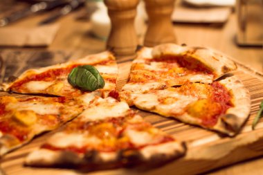 Hot fresh delicious pizza Margherita. DOF.