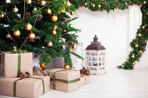 Arredo natalizio, Sfondo natalizio, Albero di Natale — Foto Stock