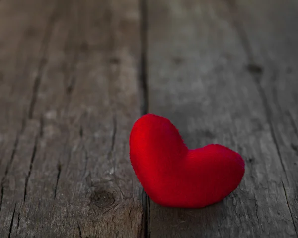 Valentines day red heart on old wooden background — Stock Photo, Image