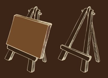 Ahşap şövale ve tuval