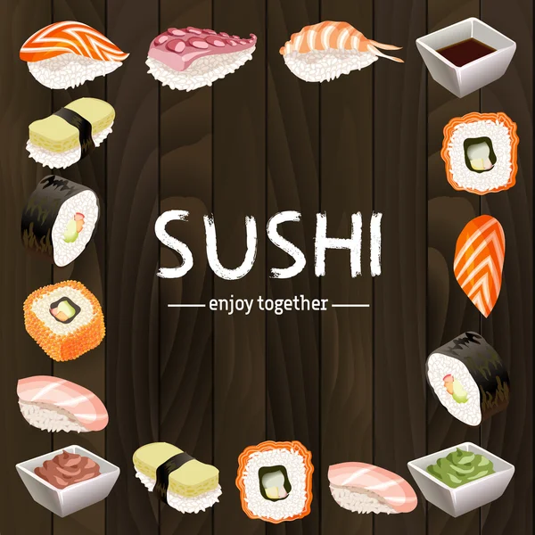 Diseño de fondo de sushi . — Vector de stock