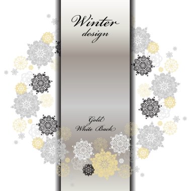 Gümüş beyaz kar taneleri ile kış tasarım