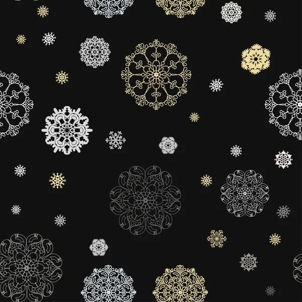 Άνευ ραφής χειμώνα μοτίβο με νιφάδες χιονιού — Διανυσματικό Αρχείο