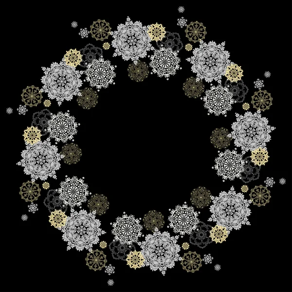 Winterdesign mit silberweißen Schneeflocken — Stockvektor