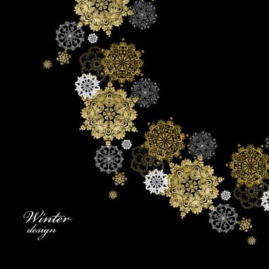 Gümüş beyaz kar taneleri ile kış tasarım