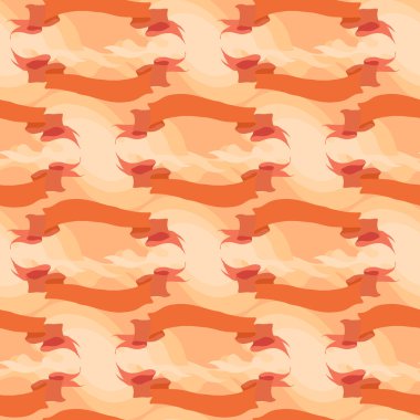 Krem arka planda turuncu kurdeleler seamless modeli