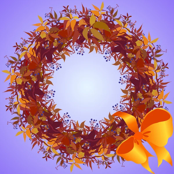 Corona de uva silvestre y cinta con marco de círculo de arco . — Archivo Imágenes Vectoriales