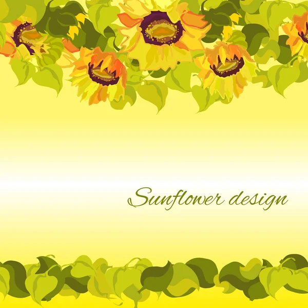 Sunflower yellow border horisontal gesign background. Text place. — Stockvector