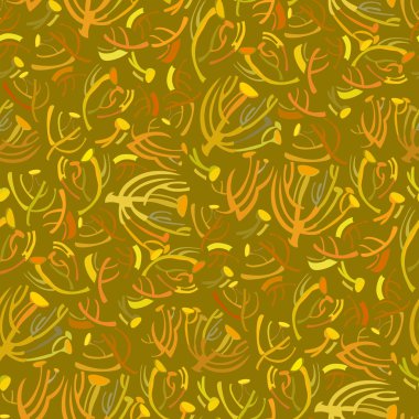 Tansy twigs pattern. Golden pistachio autumn background.