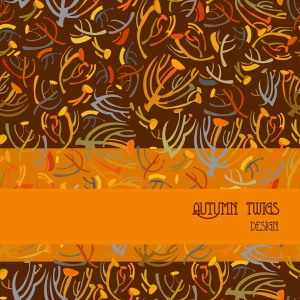 Patrón de ramitas. Fondo marrón anaranjado con diseño de tira. Lugar de texto . — Vector de stock