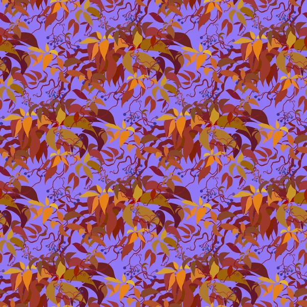 완벽 한 패턴입니다. 가 야생 포도 지점과 오렌지 붉은 잎. — 스톡 벡터