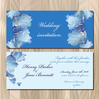 Winter frozen glass design invitation card. Wedding Vector illustration