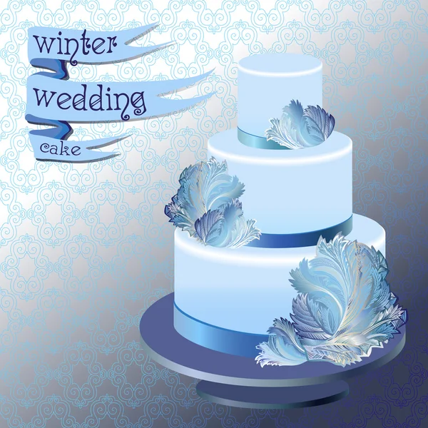 Wedding cake with winter frozen glass design. Vector illustration. — Stock vektor