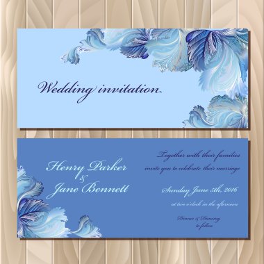Winter frozen glass design invitation card. Wedding Vector illustration