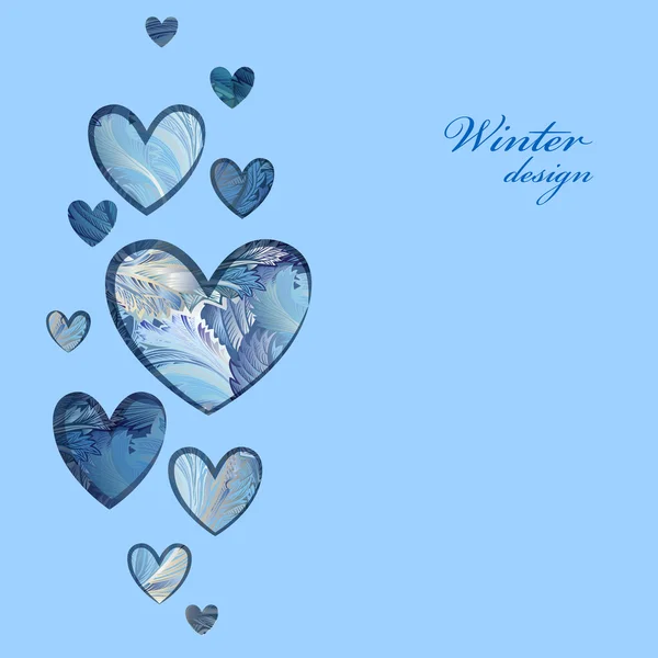 Coeur en verre gelé hiver design. Carte d'amour . — Image vectorielle