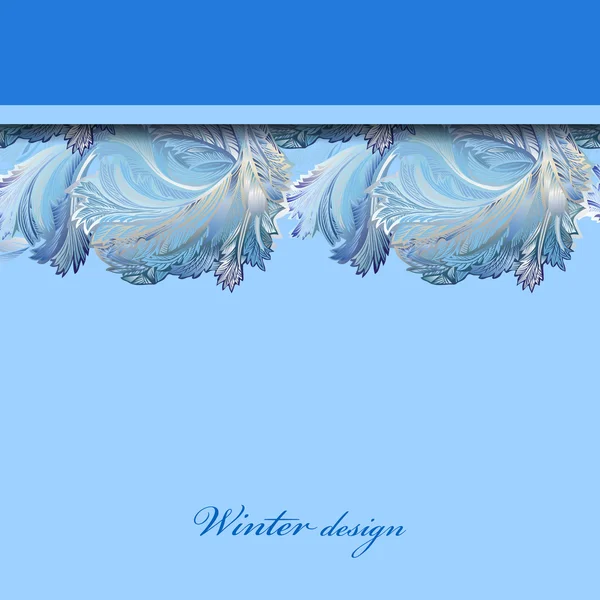 Horizontal top border design. Winter frozen glass background. Text place. — Stock Vector