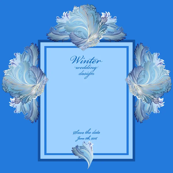 Cadre vertical de mariage avec design en verre gelé d'hiver. Endroit texte . — Image vectorielle