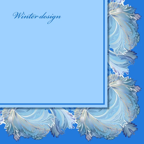 Horizontal angle border design. Winter frozen glass background. Text place. — Stok Vektör