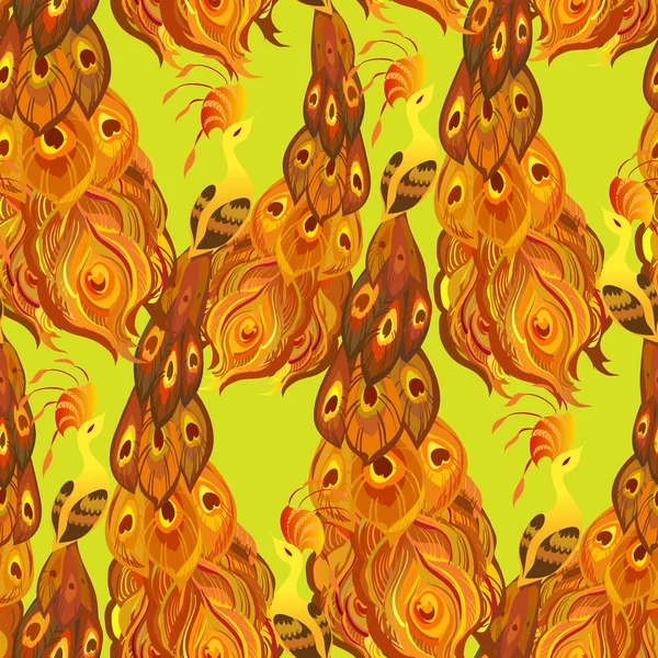 Des paons. Beau fond de motif sans couture doré . — Image vectorielle