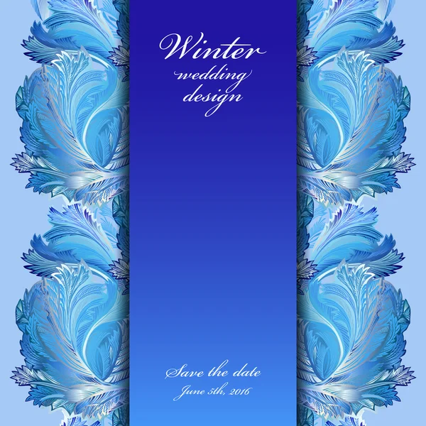 Winter frozen glass background. Stripe border design. Text place. — 스톡 벡터