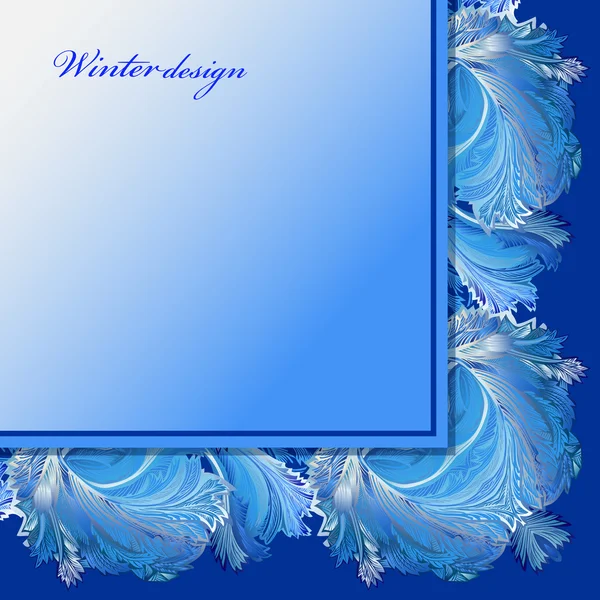 Winter frozen glass background. Blue wedding frame design. Text place. — Stok Vektör