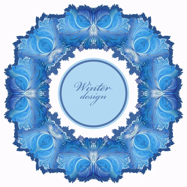 Cadre en verre gelé d'hiver. Cadre de mariage bleu fond. Illustration vectorielle . — Image vectorielle