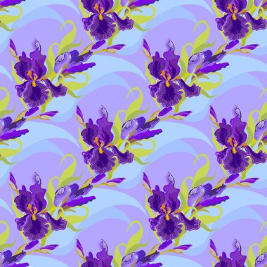 Çiçek seamless modeli. Çiçek Iris arka plan.