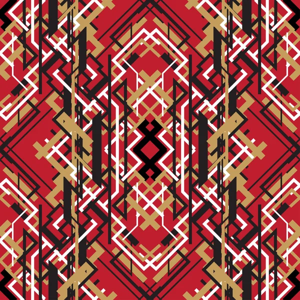 Trendy linear style red design seamless pattern background — ストックベクタ