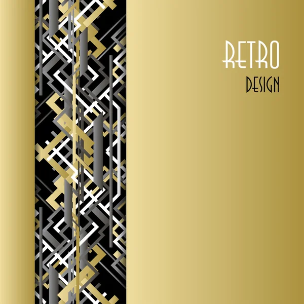 Fondo con diseño de estilo art deco negro plateado dorado . — Vector de stock