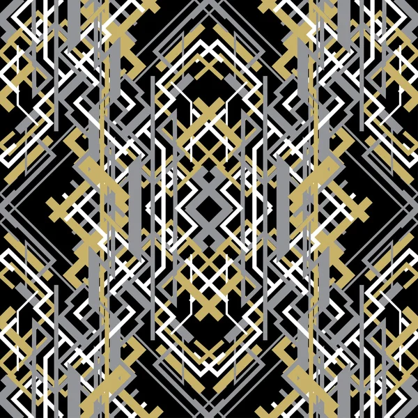 Trendy linear style golden black design seamless pattern background — Stockový vektor