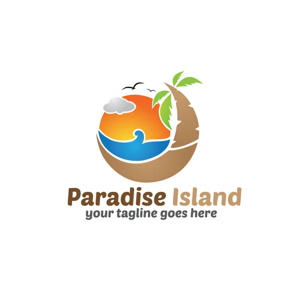 Paradise Island Logo Template — Stok Vektör