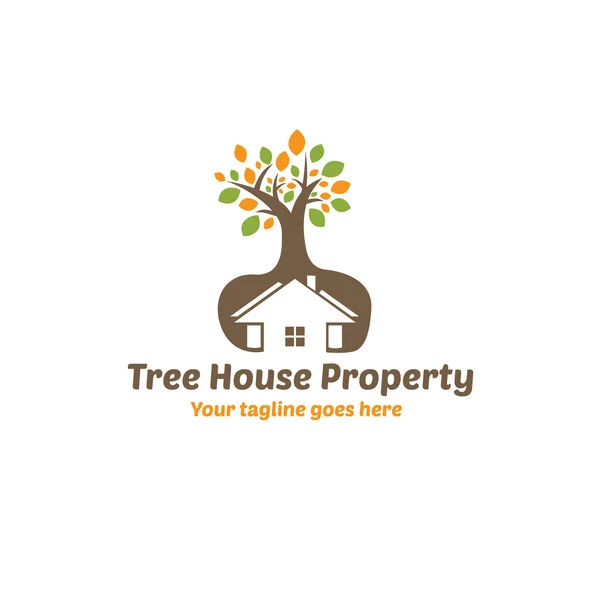 Modèle de logo de maison d'arbre — Image vectorielle