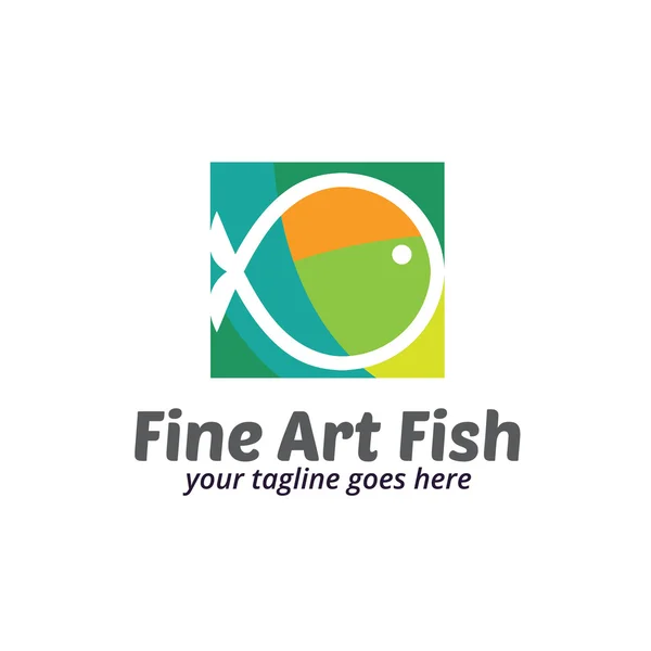Plantilla de logotipo de pescado de arte fino — Vector de stock