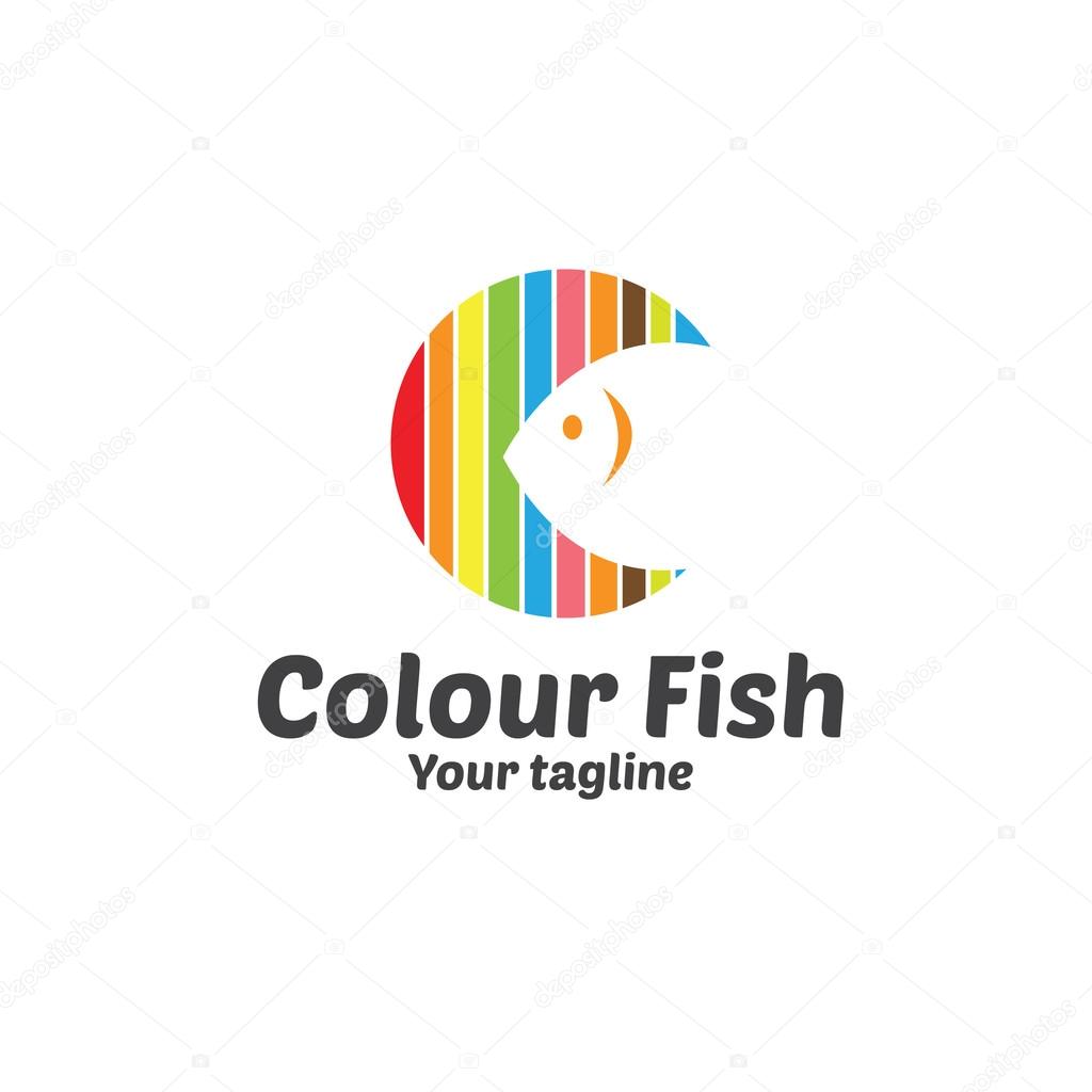 Colour Fish Logo Template - Fish icon in colorful circle