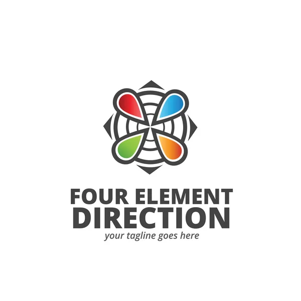 Four Element Direction Logo Template — Stock Vector