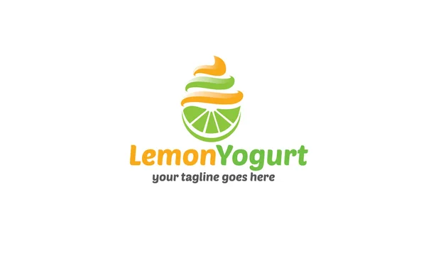 Lemon Yoghurt Logo Template — Stock Vector