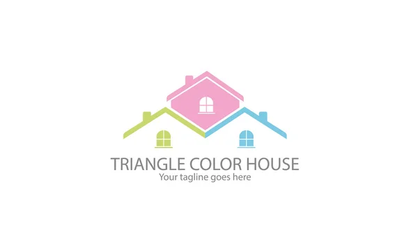 Triangle Color House Logo, House Icon — Stock Vector