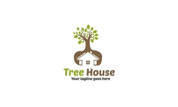 Дерево будинок логотип, дерево значок — стоковий вектор