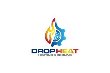 Tesisat, ısıtma ve soğutma hizmeti Logo Tasarım şablonu çizim grafik vektörü