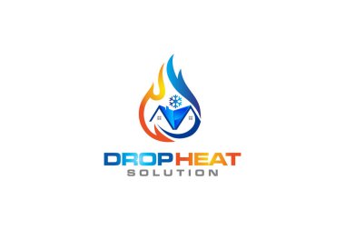 Tesisat, ısıtma ve soğutma hizmeti Logo Tasarım şablonu çizim grafik vektörü