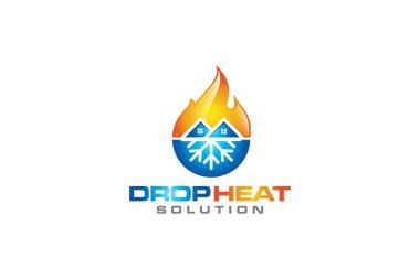 Tesisat, ısıtma ve soğutma hizmeti Logo Tasarım şablonu çizim grafik vektörü