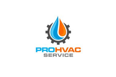 Tesisat, ısıtma ve soğutma hizmeti Logo Tasarım şablonu çizim grafik vektörü