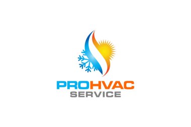 Tesisat, ısıtma ve soğutma hizmeti Logo Tasarım şablonu çizim grafik vektörü