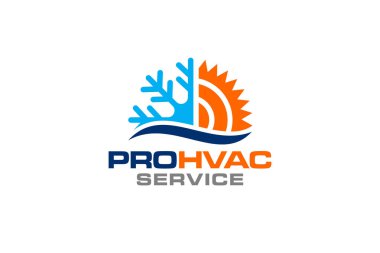 Tesisat, ısıtma ve soğutma hizmeti Logo Tasarım şablonu çizim grafik vektörü