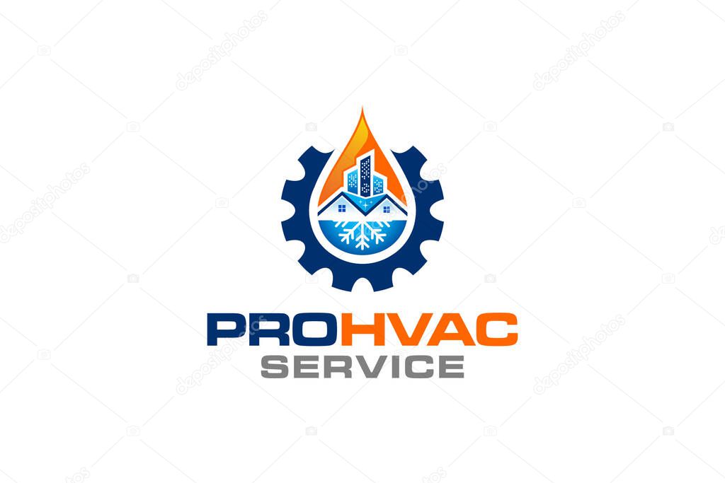 Illustration graphic vector of plumbing, heating and cooling service Logo Design template