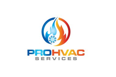 Tesisat, ısıtma ve soğutma hizmeti Logo Tasarım şablonu çizim grafik vektörü