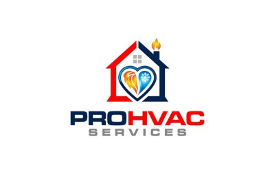 Tesisat, ısıtma ve soğutma hizmeti Logo Tasarım şablonu çizim grafik vektörü